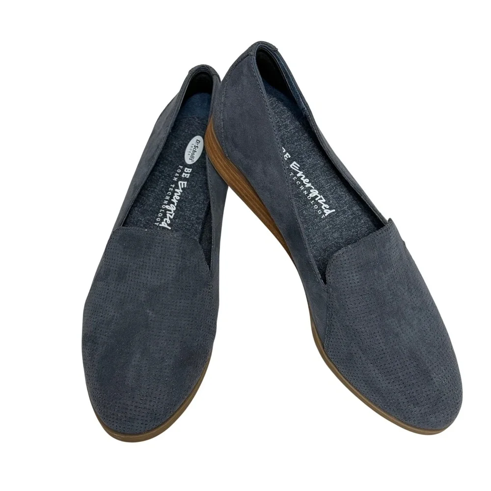 Dr. Scholl's BE Energized Navy Blue‎ Faux Suede Slip On Loafers Womens 10M